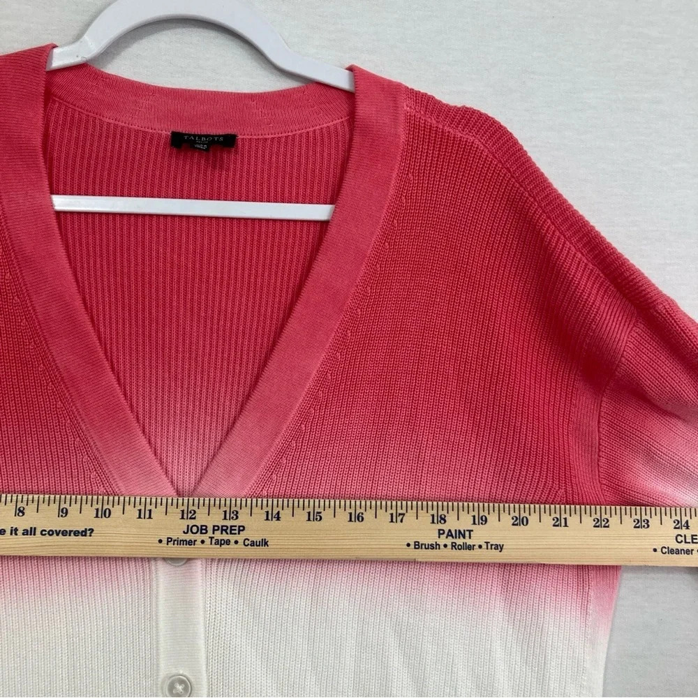 Talbots Color Block Colorful Knit Stretch‎ Long Sleeve Button Cardigan XL Petite - Picture 5 of 11
